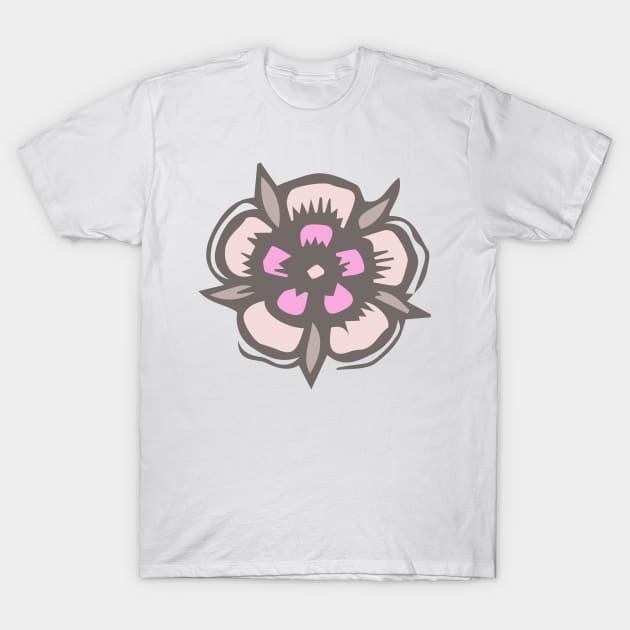 Beige pink flower blossom T-Shirt by Creative Art Store